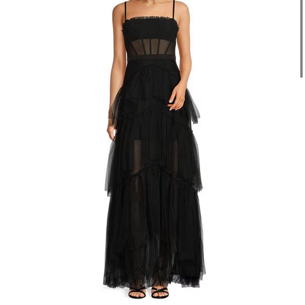 Black waterfall tutu dress